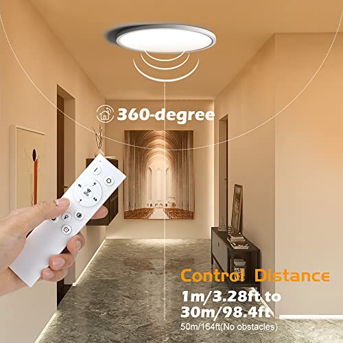 12 Inch 24W Dimmable Led Flush Mount Ceiling Light Fixture With Remote Control, 2800K-6500K Color Changeable, 10%-100% Brightness Adjustable, Flat Modern Round Ceiling Lamp Lights For Bedrooms.etc. #TOP2