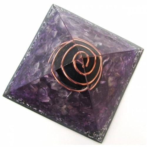 Orgonite Pirâmide Transmutação Ametista Turmalina Negra 7 cm (Violeta)