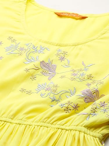 Image of INDO ERA Embroidered A-Line Ethnic Maxi Dresses for Women (ED0YL7171)