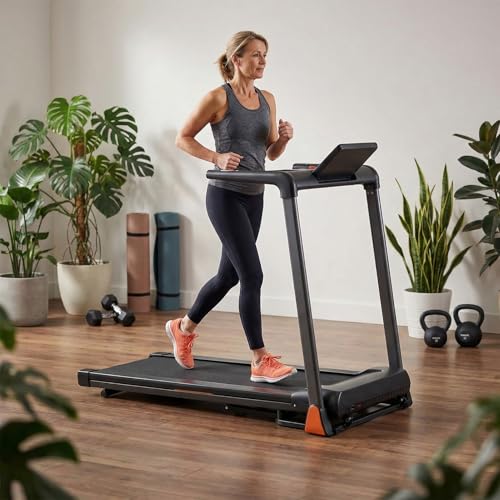 Image of Folding Treadmill, Automatic Incline Treadmill, Foldable Walking Pad Treadmill, 3.5 Horsepower 0.5-8.5MPH 330LBS Capacity LED Display for Home