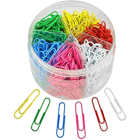 TOVOT300pcs Paper Clips Colorful Coated Paperclips 1.29"(33 mm) Office Paper Clamp for School,Library Document File Organizing Cover