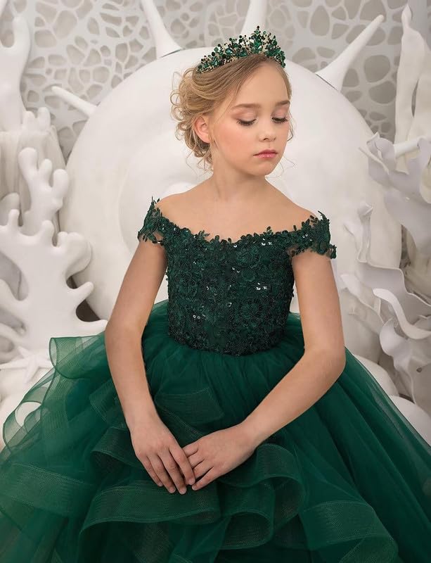 Pageant Dresses for Girls Appliques Tulle Flower Girl Dress Kids Ball Gown3