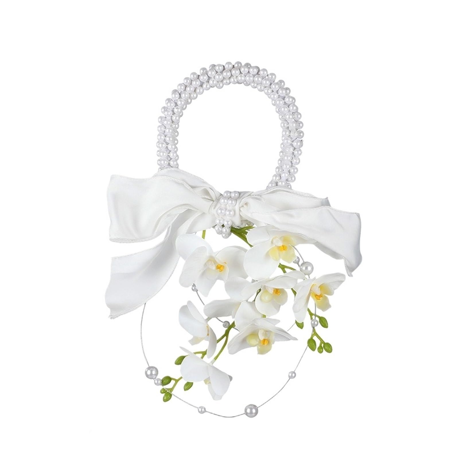 Gijmzy Color3 Pearl Chain Waterfall Style Bridal Bouquet