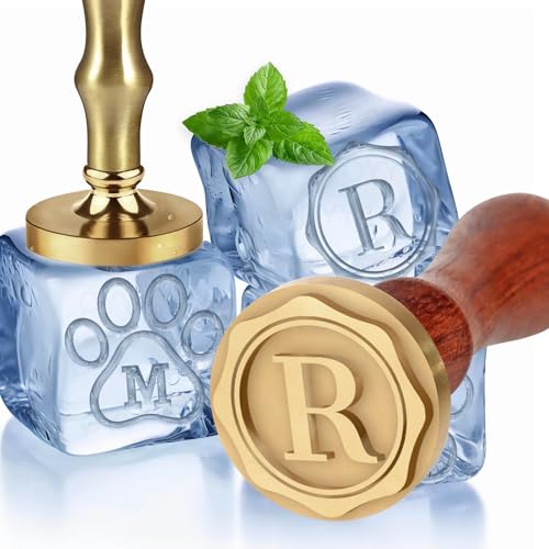 Sello personalizado para cubitos de hielo con mango metálico/madera miniatura 1