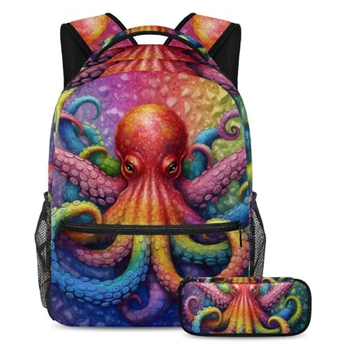 Cartable pieuvre multicolore idéal pour les cours des étudiants et les voyages