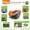Flymo EasiLife 150 GO Robotic Lawn Mower - Cuts Up to 150 sq m, Ultra Quiet Mowing, Manicured Lawn, Bluetooth Application Control, Safety Sensors, Hose Washable, Lifestyle Functions, Orange and Grey