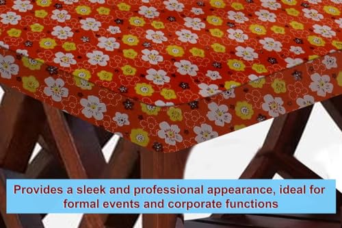 Image of The Furnishing Tree Elastic Rectangular Dining Table Cover WxL 32x54 in Inches Polyester Mini Floral Pattern Orage