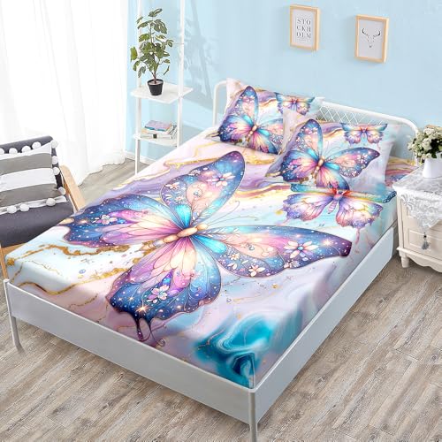Bed Sheets Insecto De Mármol Dorado Sabana Bajera Transpirable Cubre Colchon 90x190 Microfibra Juego de Cama Suave Funda Colchon Lavable Funda Colchón 90x190 30cm Profundidad