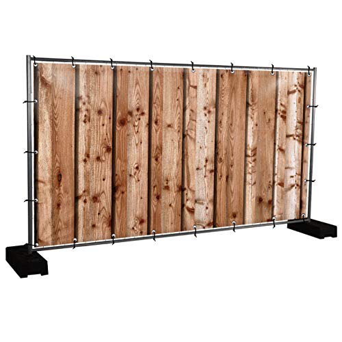 Holzwand Motivbanner Garten, Sichtschutz, Gartendeko, Plane, verschiedene Motive (PVC - 340 x 173 cm) (Holzwand (3154))