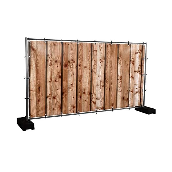 Holzwand Motivbanner Garten, Sichtschutz, Gartendeko, Plane, verschiedene Motive (PVC - 340 x 173 cm) (Holzwand (3154))