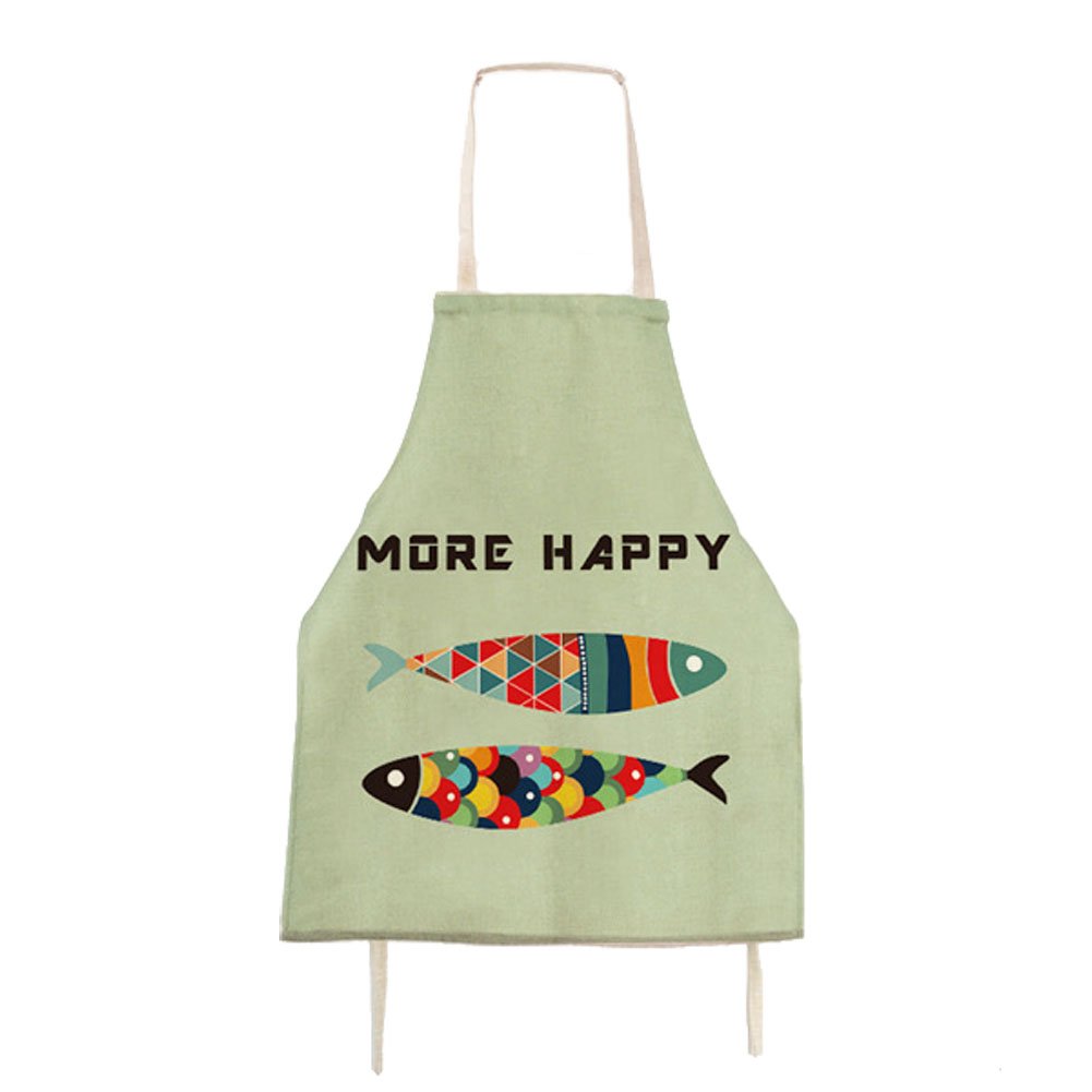 Aiklin Unisex Cotton Kitchen Apron Lovely Cartoon Fish Print