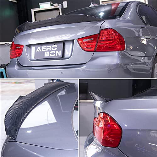 AeroBon Real Carbon Fiber Trunk Spoiler Compatible with 2005-2012 BMW 3-Series E90 Sedan E90 M3 Rear Spoiler (H Style) High Kick - Thumbnail 2