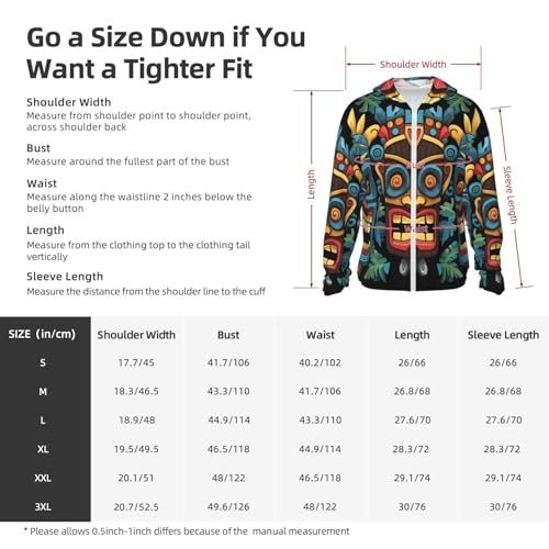UPF 50+ Sun Protection Hoodie Long Sleeve Colorful Tiki mask Pattern Sun Shirt Rash Guard Fishing Shirts for Men2