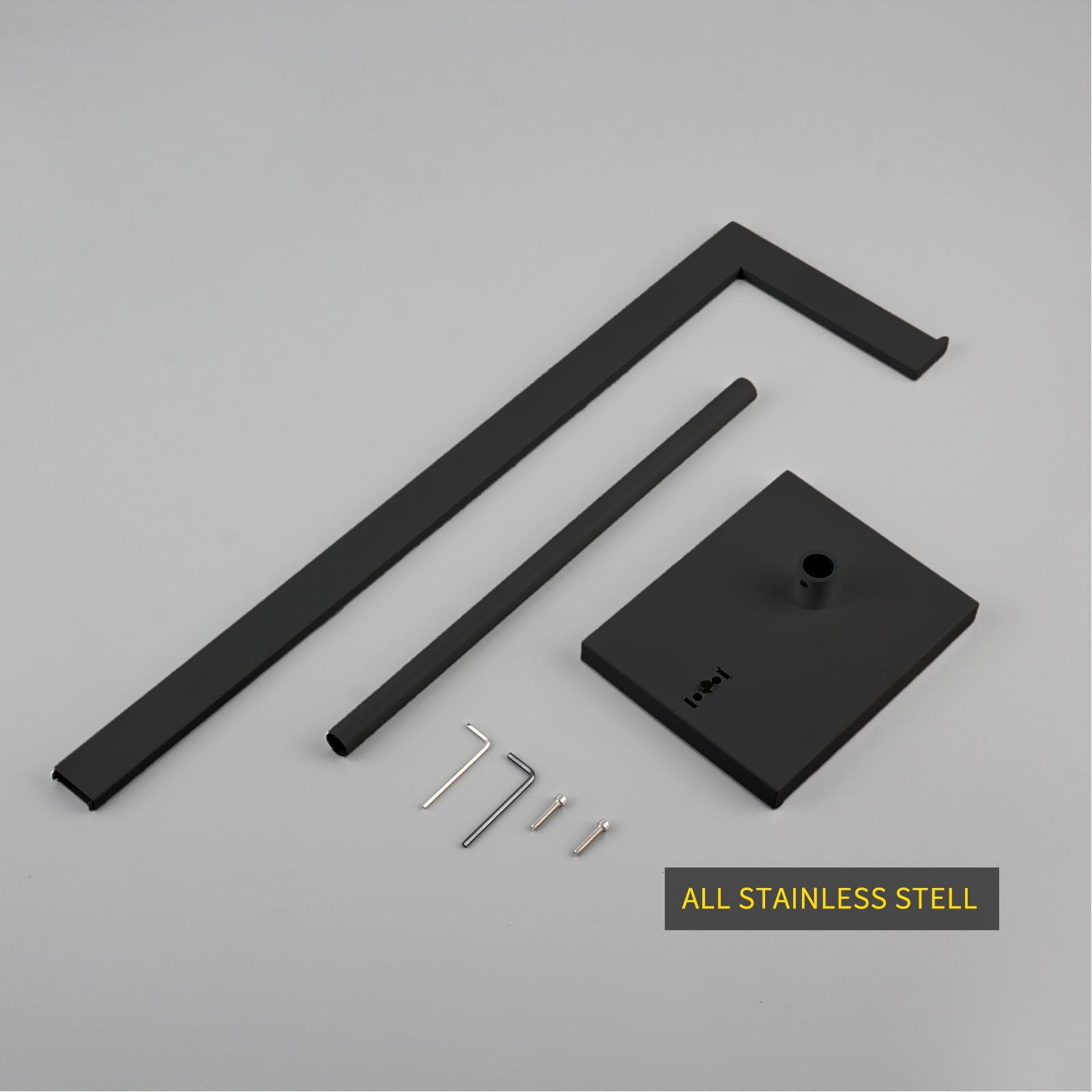 GERZWY SUS 304 Portarotolo per carta igienica in acciaio inox, autoportante, piedistallo con riserva, nero opaco DZY004-BK