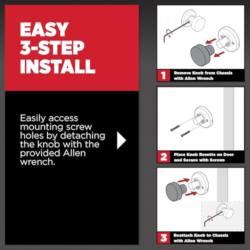 Image of Kwikset Pismo Dummy Door Knob, Single Sided Handle for Closets, French Double Doors, and Pantry, Satin Nickel Non-Turning Interior Push /Pull Door Knob, with Microban Protection