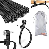 TriLnno Nylon Universal Cable Tie Buckle,Black Zip Ties Heavy Duty with Screw Hole 75lbs Mountable head Cable management Ties for Indoor & Outdoor Use 50Pcs