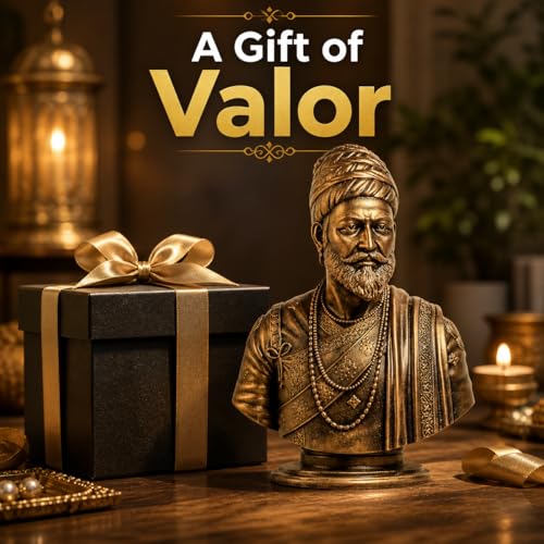 Image of Chhatrapati Shivaji Maharaj Idol 5 Inch Antique Bronze Finish | Resin Statue for Home Decor, Car Dashboard, Office Table | Shivaji Murti Gift Item for Men Women | Spiritual Decorative Showpiece