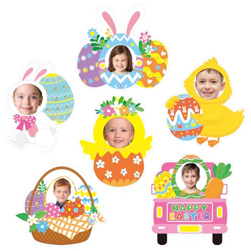 Image of 36 Pcs Easter Egg Cutouts Spring Chick Bunny Cutouts with Photo Space for DIY Craft Easter Bulletin Board Spring Classroom Party Wall Decoration (Easter Egg)
