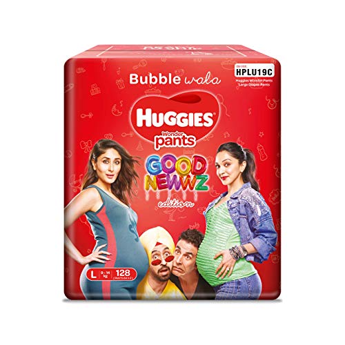 Huggies Wonder Pants Large Size Diapers Monthly Pack (128 Count) – Good Newwz Special Edition Pack