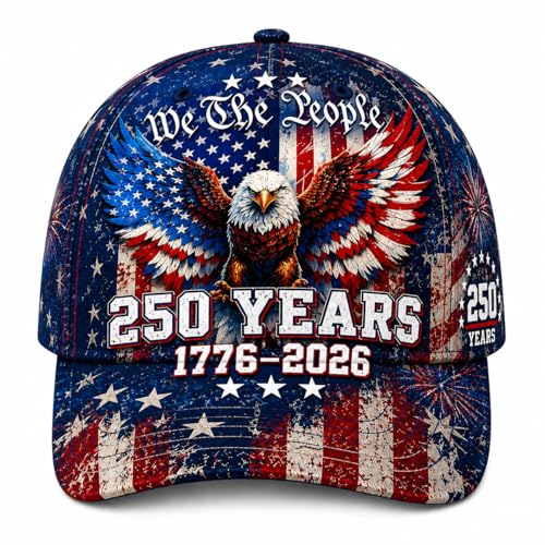 We The People 250th Anniversary Hat 1776-2026 Bald Eagle Patriotic Graphic Baseball Cap Veteran Gifts