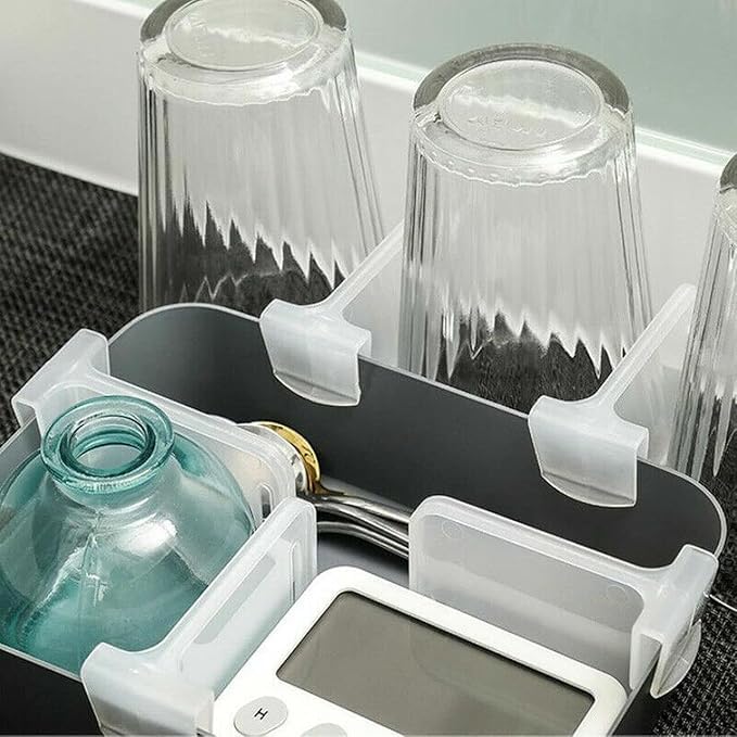 Image of Fridge Divider Drawers Storage Partition Clips Storage Space Shelf Divider Clip Expandable Fridge Bottle, Food Packets Storage Organizer For Refrigerator - Whitecolor 4 pcs