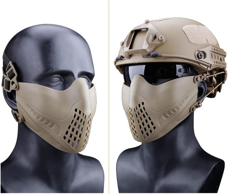 Tactical Airsoft Mask Outdoor Shooting Sports Gear with Fast Helmet Side Rail Mount Clip Buckle