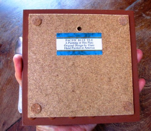 Pacific Blue Tile, Original Hand Painted Ceramic Art Tile, 6 x 6 inch - Mission Santa Barbara
