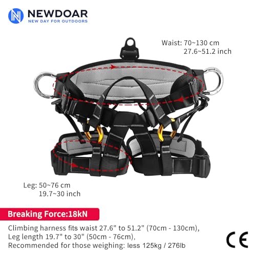 Image of NewDoar Climbing Harness, Mountaineering Rock Climbing Harness, Half Body Harness for Rappelling Fire Rescuing Tree Climbing