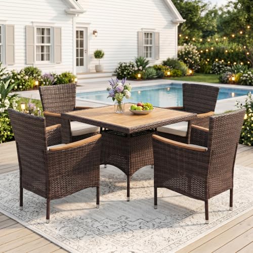 Wisteria Lane 5-Pieces Patio Dining Sets, Rattan Outdoor