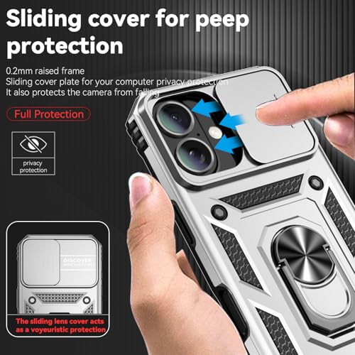 Coque iPhone 16 protection caméra robuste avec support voiture magnétique argent
