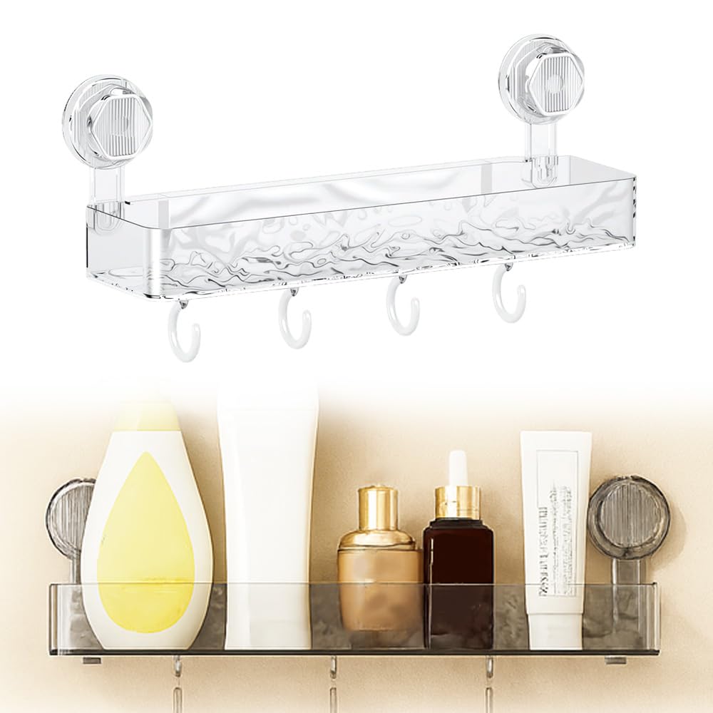 Corrugated Suction Cup Storage Holder 2025 New Suction Cup Shower Shelf Plastic Shower Caddy No-Drill Bathroom Kitchen Organizers