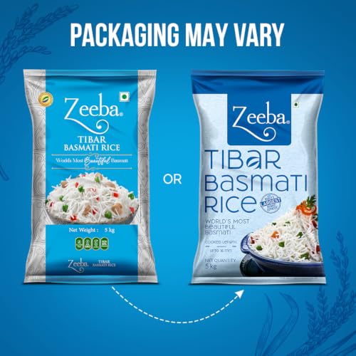 Image of Zeeba Tibar Basmati Rice 5 Kg, Perfect for Daily Home Cooking (Cooked length upto 18mm*)