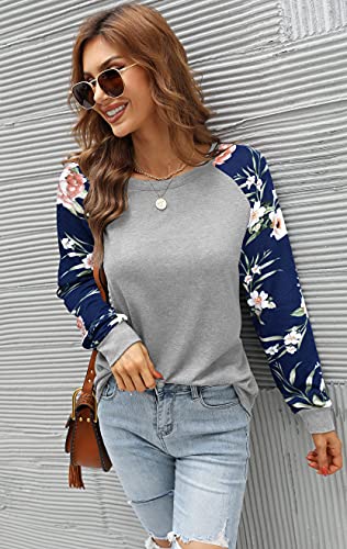 Image of Aifer Womens Long Sleeve Shirts Crew Neck Pullover Sweatshirt Pattern Raglan Casual Tunic Tops