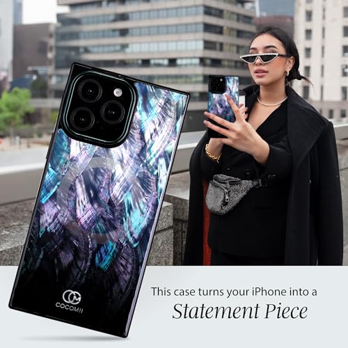 Image of COCOMII Rectangle for iPhone 14 Pro Case, Black Real Mother of Pearl