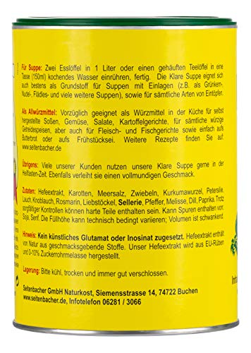 Seitenbacher Klare Suppe I Gemüsebrühe I der Allrounder I ohne Fett I ergiebig I vegan I glutenfrei I lactosefrei I 2er Pack (2x 500 g) – Bild 3