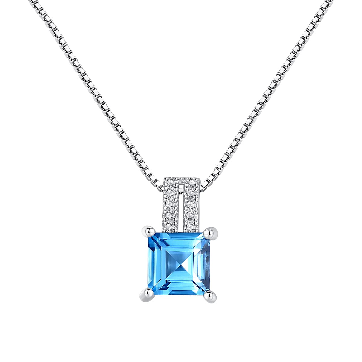 Biżuteria damska Natural Blue Topaz Kwadratowy wisiorek Choker Naszyjnik Made in China