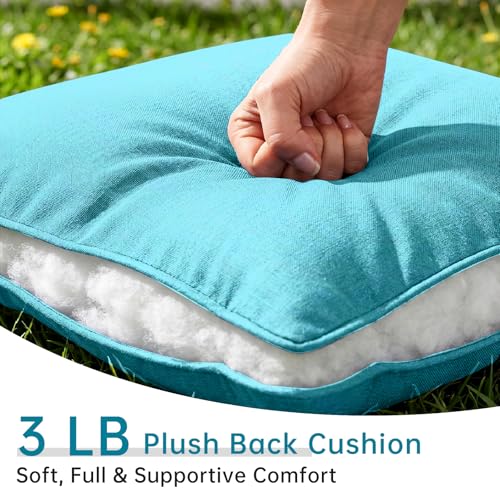 Image of Luxury 6 inch Thick Outdoor Cushion Set 8 - 22x24 Patio Furniture Cushions with 28D High-Density Foam, Water-Resistant & Fade-Resistant Fabric, Removable Covers for Patio Furniture Sofa Couch -Turquoise