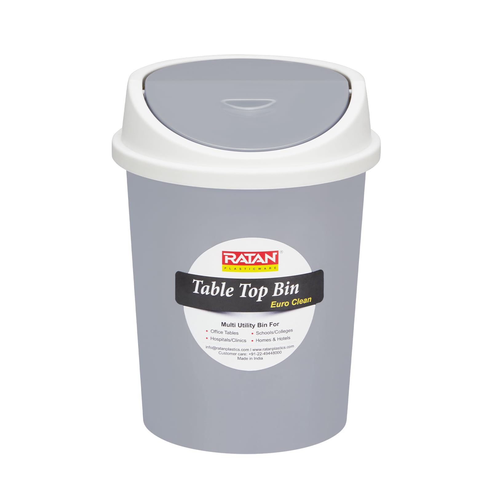 RATAN PLASTICWARE Euro Clean Table Top Small Mini Dustbin with Lid for Study Table, Desk, Kitchen Sink, Car, Kids Room Compact and Stylish Waste Storage Garbage Bin 2 Litre HD Green