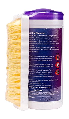 Capture Carpet Dry Cleaner Powder with Brush - Deodorize Clean Stains Smell Moisture from Rug Couch Wool and Fabric, Pet Stain Odor Smoke Too