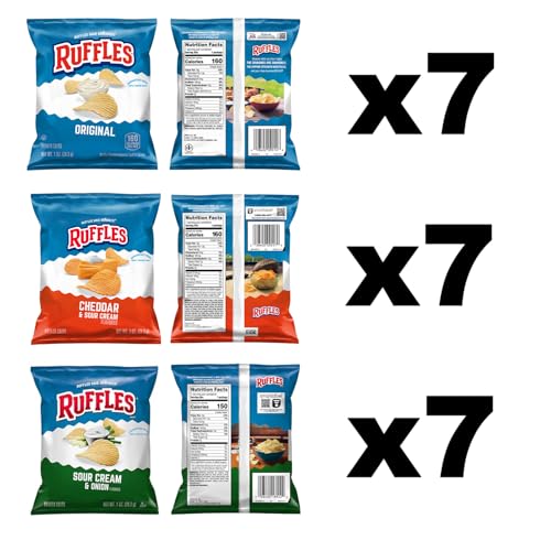 Ruffles Potato Chips, 3 Flavor Variety Pack, 1 oz Bags (Pack of 21) - image 2