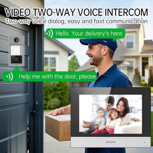 Image of HIKVISION Smart Video Door Phone Kit with 3 x DS-KH6320-WTE1 7 Inch Touch Screen Indoor Monitors & 1 x DS-KV8413-WME1(B) 2MP HD Villa Door Station, Wi-Fi, PoE, Two-Way Audio & Access Control