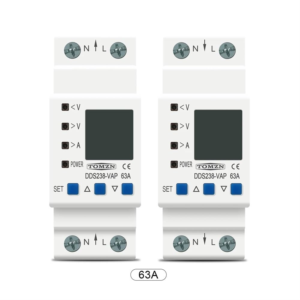 Interruttore Magnetotermico Guida DIN Regolabile sopra sotto tensione Protettivo Protezione del dispositivo Protezione del limite di corrente Voltmetro KWH 6 3a 80A 110V 230V Differenziale Riarmo Auto