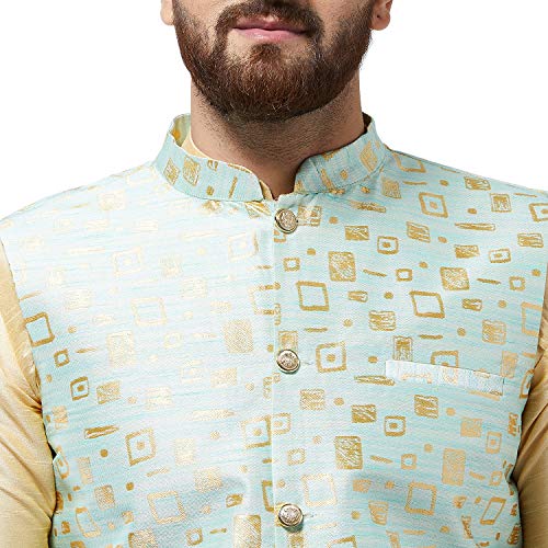 Image of Sojanya (Since 1958 Men'S Silk Blend Kurta Pyjama & Nehru Jacket Combo