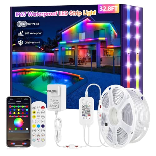 Image of 32.8ft RGB+IC Outdoor LED Strip Lights Waterproof for Patio