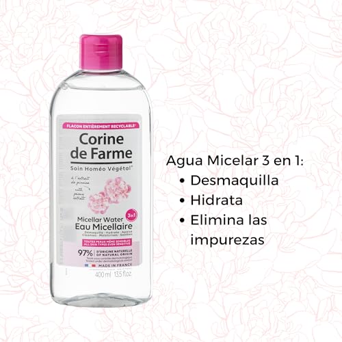 Corine de Farme - Agua Micelar Limpiadora 3en1 Rostro, Ojos y Labios - Desmaquilla, Hidrata y Calma - con un 97% de Ingredientes de Origen Natural - 400 ml - imagen 4