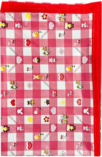 Image of Waterproof PVC Plastic Mattress Protector Double Bed Flat Bedsheet with Elastic for Babies Girls & Boys (Pink Goodday)