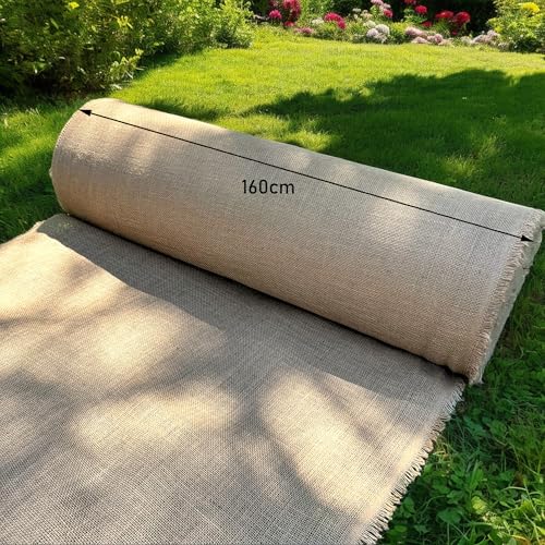 Jute Stoff Fortlaufend 160 breite natürlicher Stoff Gartenjute für Pflanzen Wurzel-Schutz meterware Sackleinen für Haus Garten