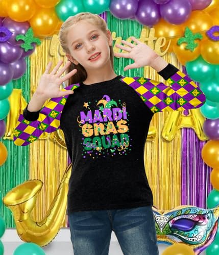 Image of Remimi Girls Thanksgiving Shirts Buffalo Plaid Raglan Tee Cute Turkey Holiday Party Long Sleeve Tshirt 5-14 Years