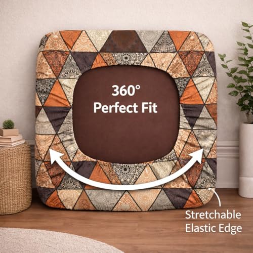 Image of STITCHNEST 'Contour Fit Series' Stretchable Printed Wooden Sofa Cover (Pack of 6) - Elastic Wooden Chair Cover | Wooden Sofa Seat Cover | Size - 20-21 x 20-21 x 3-5 in