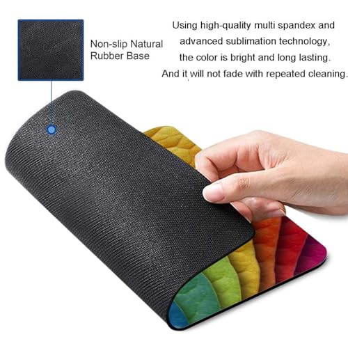 Image of Mouse Pad Colorful Leaves, Premium-Textured Custom Mouse Mat Design, Washable Mousepad Non-Slip Rubber Base Computer Mouse Pads for Wireless Mouse